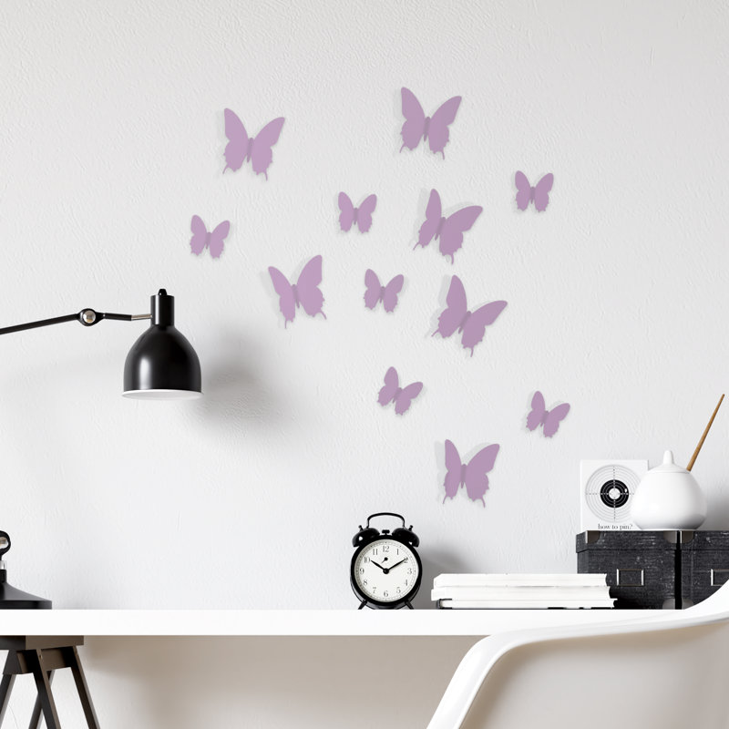 Décalcomanie murale papillon 3d, Lavande