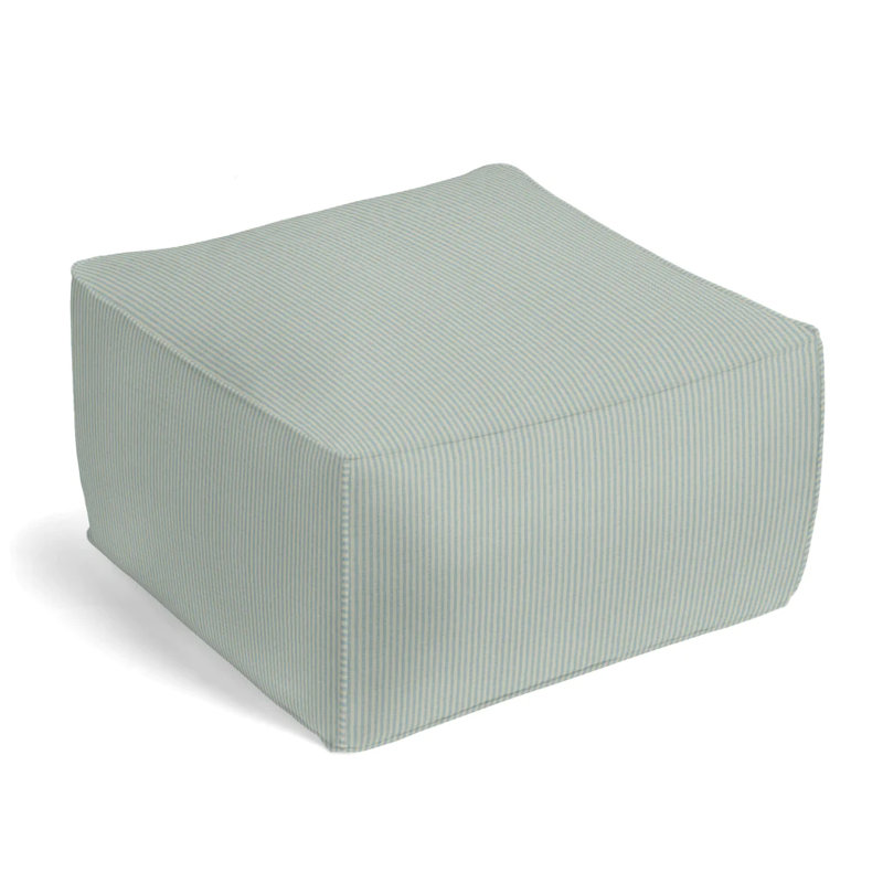 Upholstered Pouf, Cornflower 100% Cotton