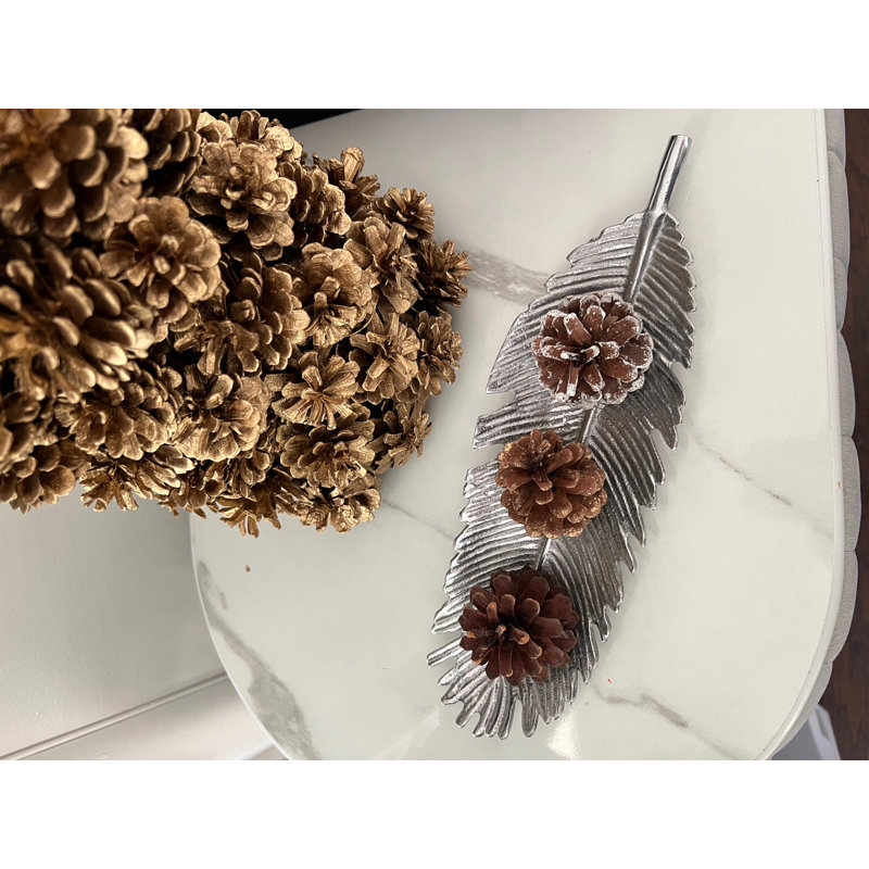 Olivia Metallic Leaf Accent Tray 