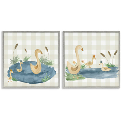 «Swan Family in Pond», ensemble de 2 giclées par Lucille Price