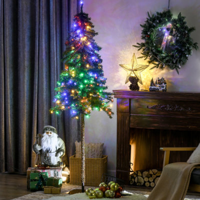 Arbre de Noël artificiel de 6 pi avec 6 lumières, blanc chaud ou lumières DEL colorées, base en acier