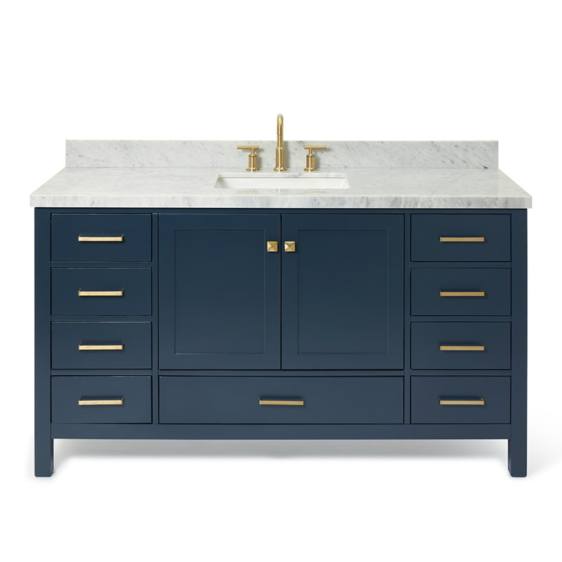 Ensemble de meuble-lavabo simple 61 po Cambridge Modern, Bleu minuit