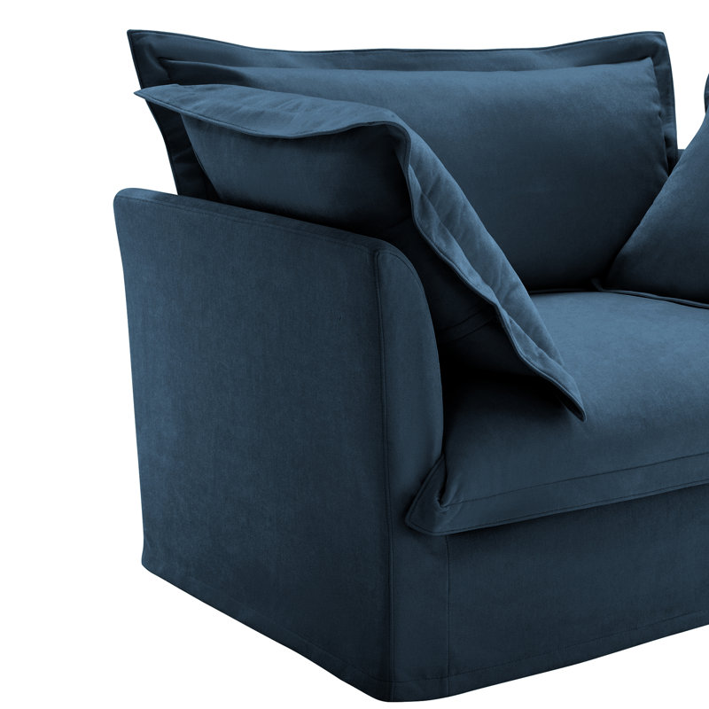 Comfortable Deep Seat Armchair Set With Ottoman For Living Room Relaxation, Blue