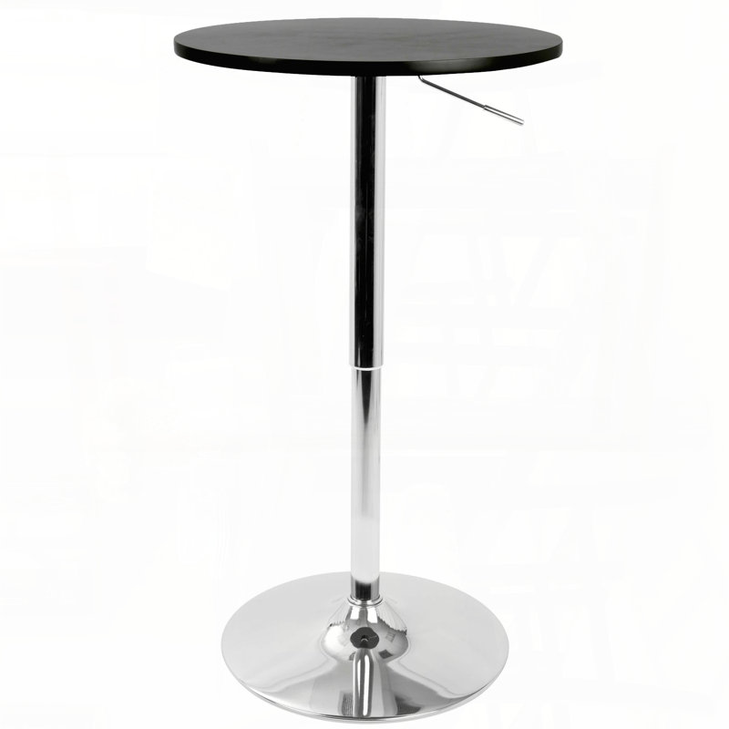 Table de bar réglable avec relevage hydraulique - noir, Noir, Bois massif + manufacturé