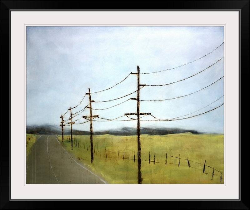 «Long Road», reproduction d'art Hedersett, H 26 po x l 32 po x P 1 po, Cadre noir