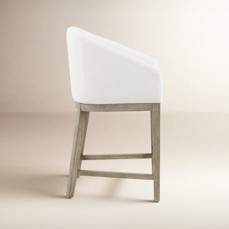 Tabouret de comptoir avec accoudoirs Bethea, Tweed perlé Prestige