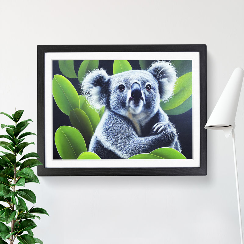 Koala Bear - Single Picture Frame Print, Black, 34cm H x 46cm W x 2cm D