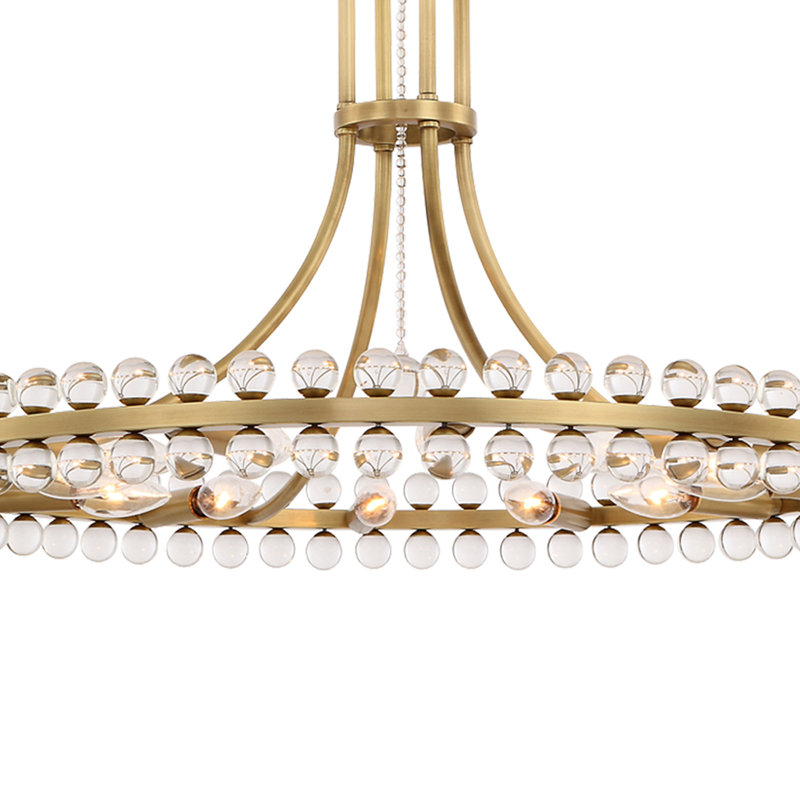 Clover 12-Light Crystal Pendant, 22.5", Aged Brass
