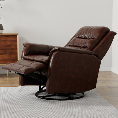 Global Home Swivel Recliner with Manual Footrest In Brazil Cognac