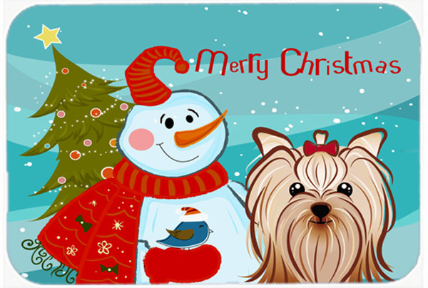 Caroline's Treasures Snowman Buddies with Yorkie Yorkshire Terrier Glass Cutting Board