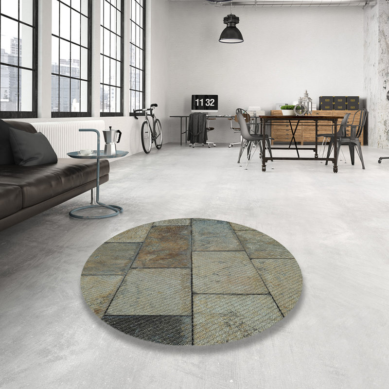 Tapis brun/gris à motifs Annabella, Rond 8 pi