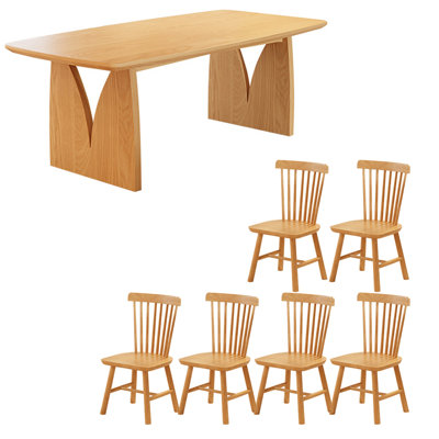 Rectangular modern solid wood dining table set
