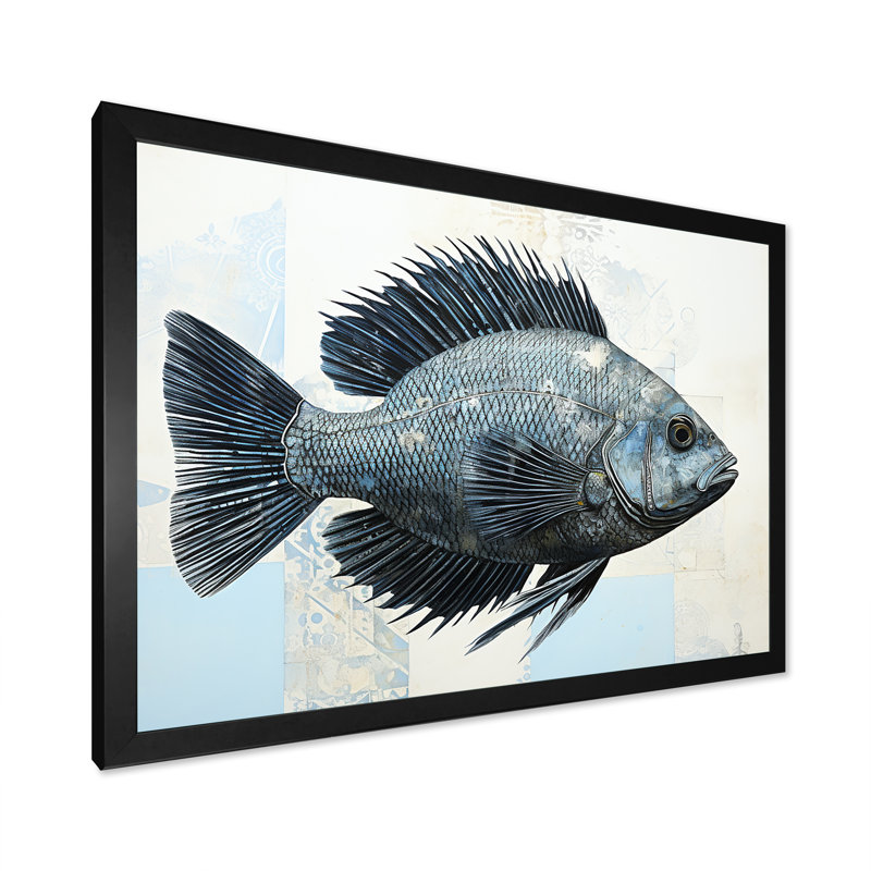 " Fish In The Deep Blue ", Black Single Picture Framed, 12" H x 20" W x 0.5" D
