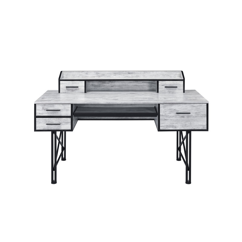 Bureau d'ordinateur Safea fini blanc antique et noir (sans la chaise de bureau)