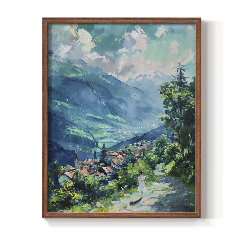 LANDSCAPES Series CCCLVIII Framed Print - Solid Wood, 15" H x 12" W, Walnut
