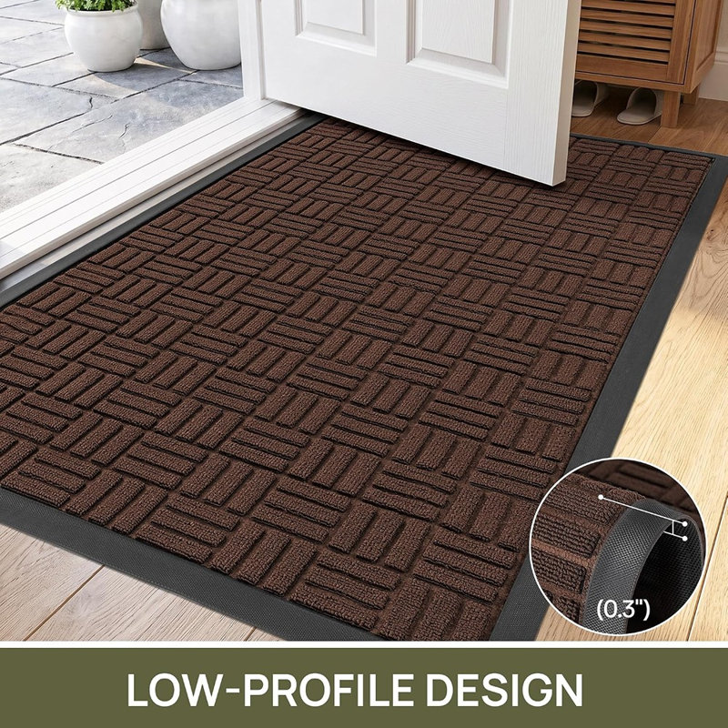Brown Indoor Outdoor Door Mat, Durable Entryway Welcome Rug