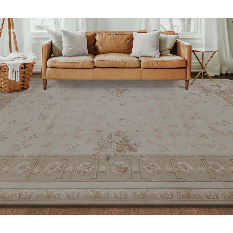 Tapis beige noué à la main de haute qualité