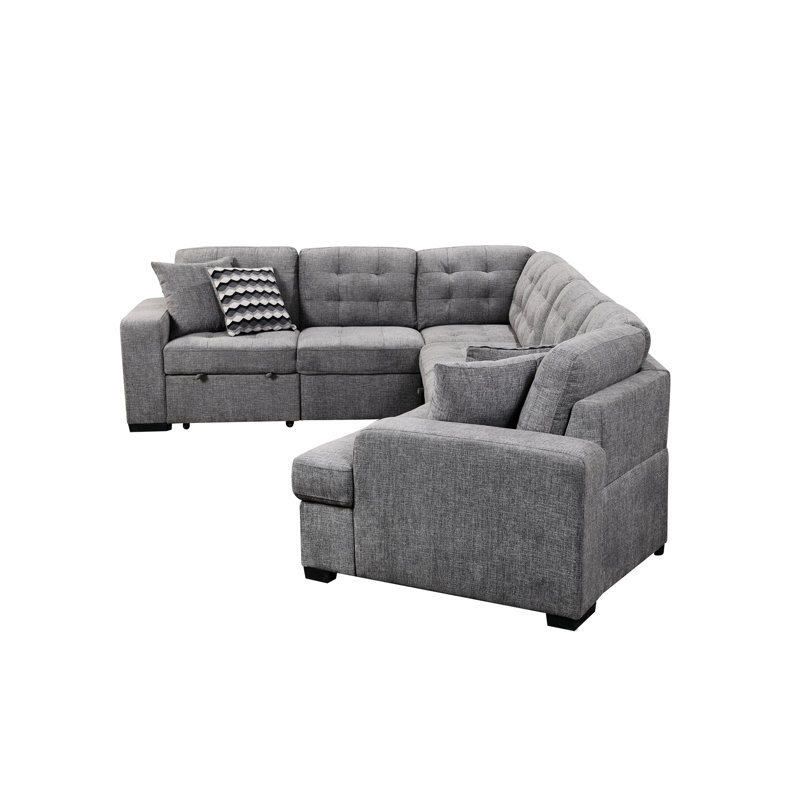 Canapé modulaire rembourré 4 pièces Ommie, Polyester gris