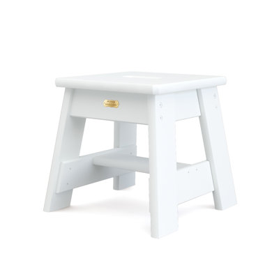 White 1 - Step Wood Lightweight Step Stool