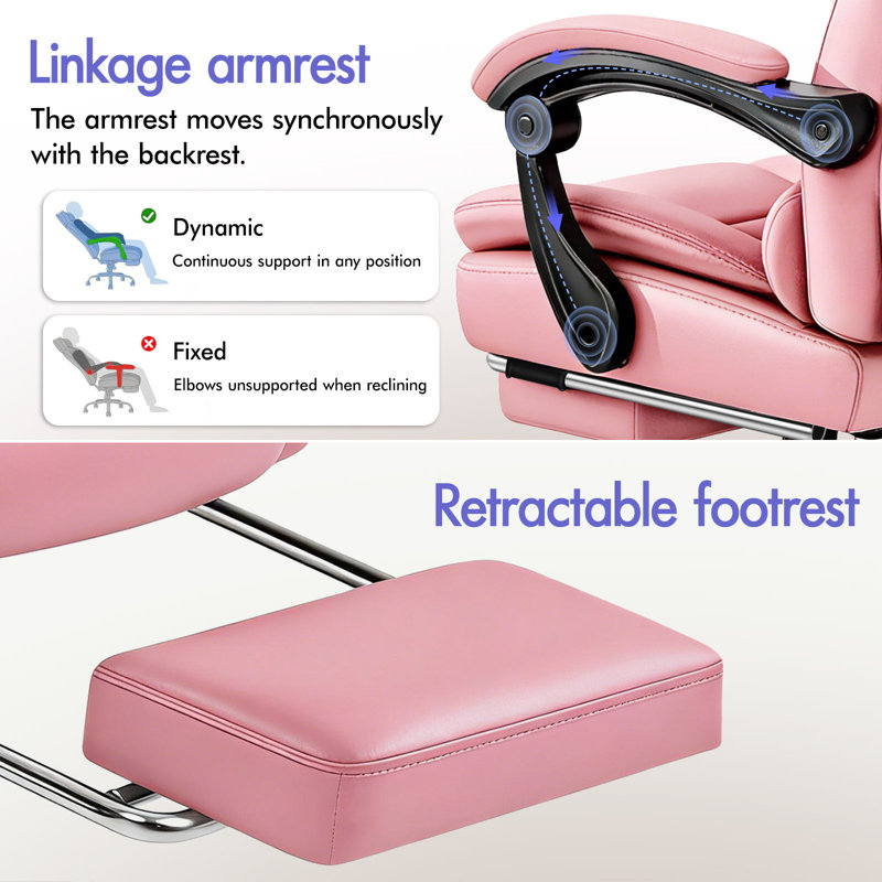 Massage Office Chair PU Leather Seat, Pink