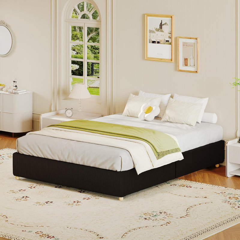Structure de lit double nuage en molleton Teddy, Lit double, Bouclé noir