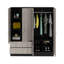 Armoire Bolton 160, six tablettes, deux armoires à deux portes, deux miroirs, deux tiroirs, tringle noire / gris clair