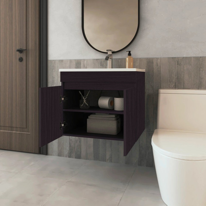 Wengue Vanity With 2 Doors, Dark Brown