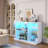47.24'' Sideboard, Modern Buffet with Clear Glass Doors, Display Case with LED Lights, USB Port, Type-C Port and Motion Sensor-1399062316
