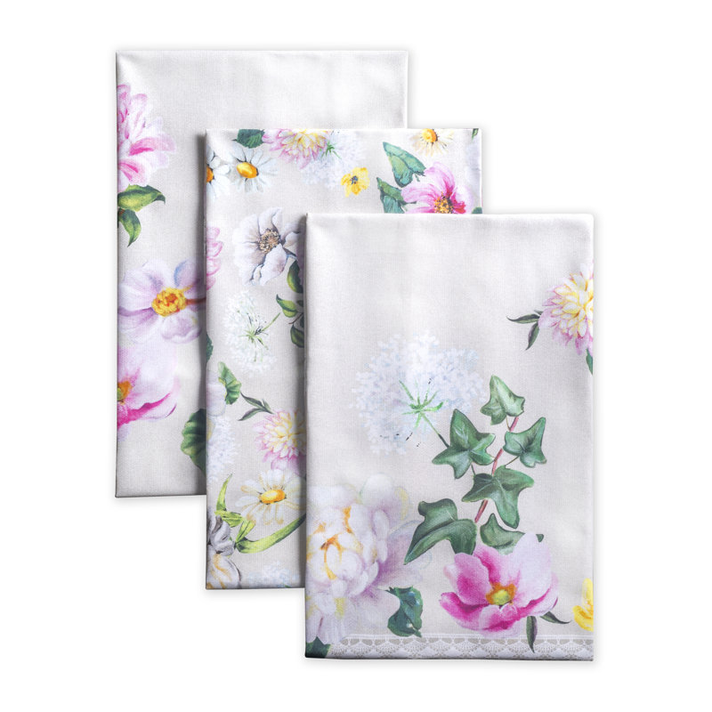 Ensemble de 3 serviettes à thé Pivoine
