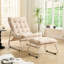 Fauteuil inclinable de patio confortable avec siège en filet respirant Sling, rembourrage gonflé, structure en acier beige, structure et coussin de conception moderne pour une utilisation intérieure / extérieure, idéal