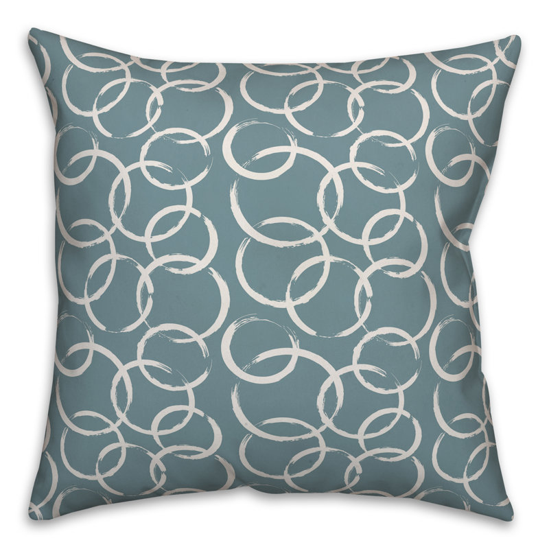 Geometric Throw Pillow, 16" x 16", Blue/White