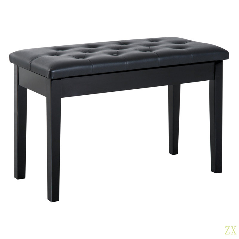 Banc de piano, fauteuil de piano en duo avec coussin rembourré en similicuir et structure en bois, banc à clavier capitonné
