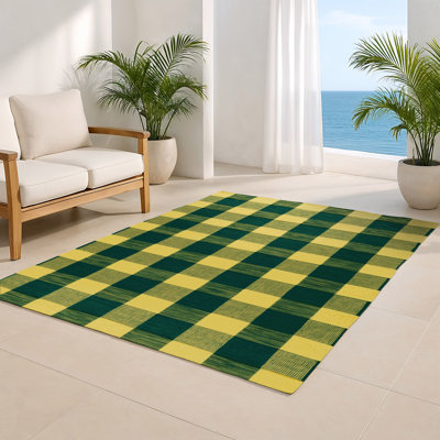 Tapis d'intérieur et d'extérieur à carreaux vert