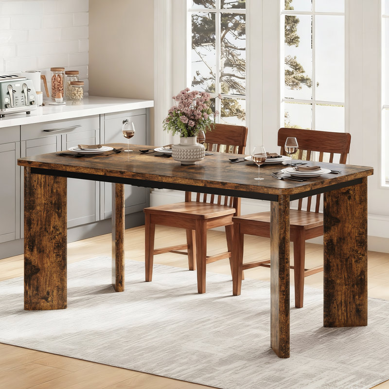 Mid-Century Modern Rectangular Dining Table, Black