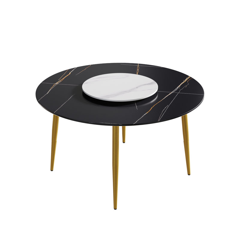 Table de salle à manger à quatre pieds, Noir, Noir / blanc