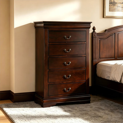 Armoire de rangement contemporaine en bois massif à 1 tiroir à finition cerisier 1 pièce Louis Philip