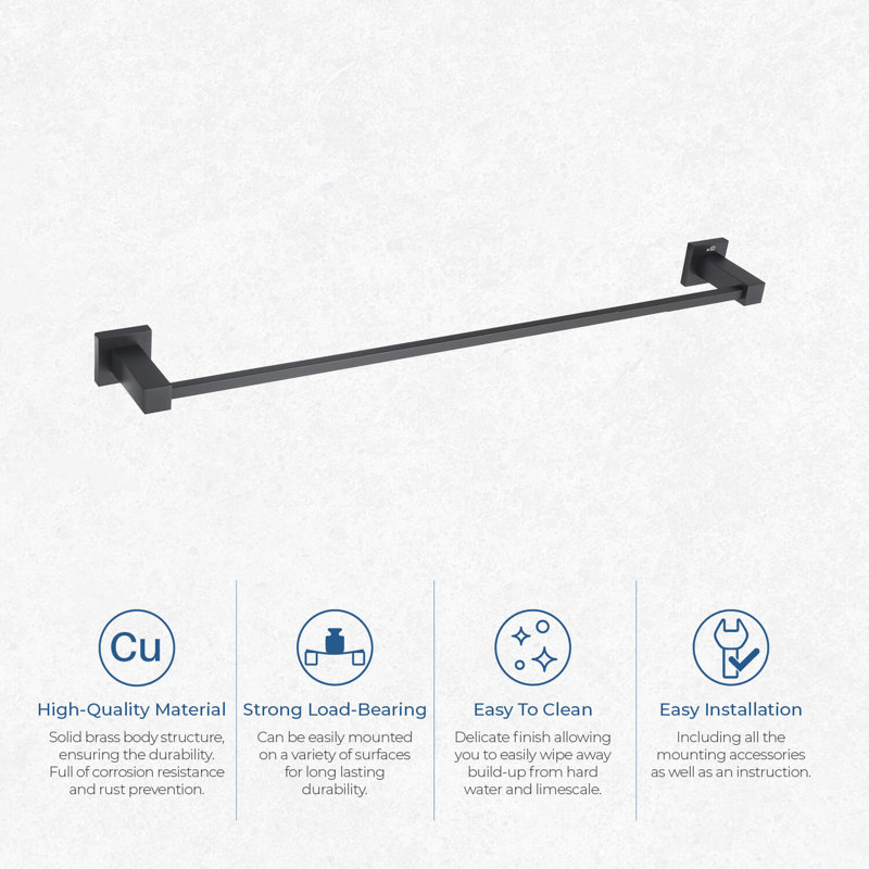 Cube 24'' 1 Towel Bar, Matte Black