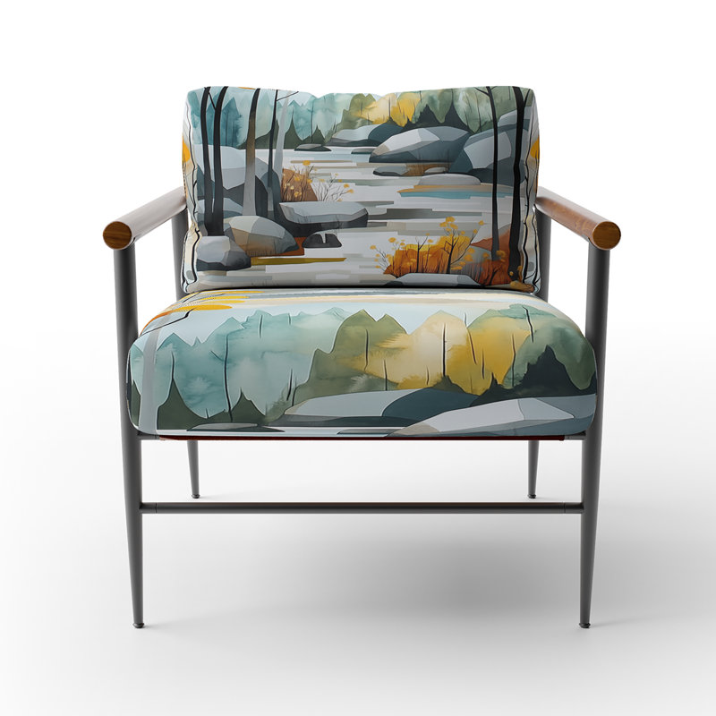 Chaise d'appoint Forest Forest - Chaise avec accoudoirs Forest Path, Brown Round Arms