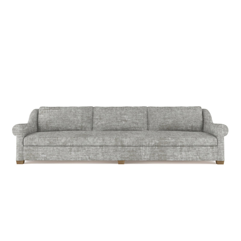 Thompson Rolled Slope-Arm Sofa, 32" H x 120" W x 46" D, Box Weave Linen Haze, Weathered