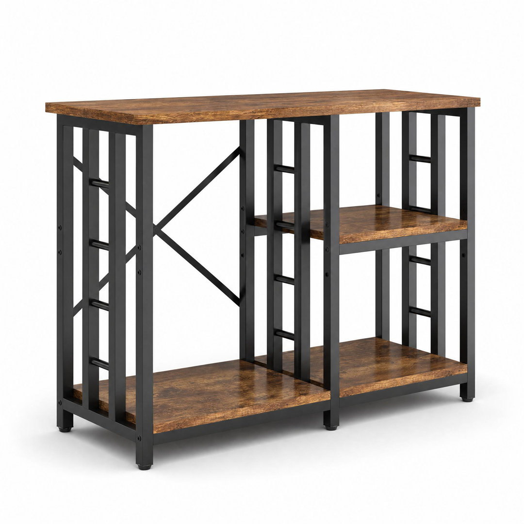 4-Tier Baker's Rack with Adjustable Shelves and Fridge Compartment, Black