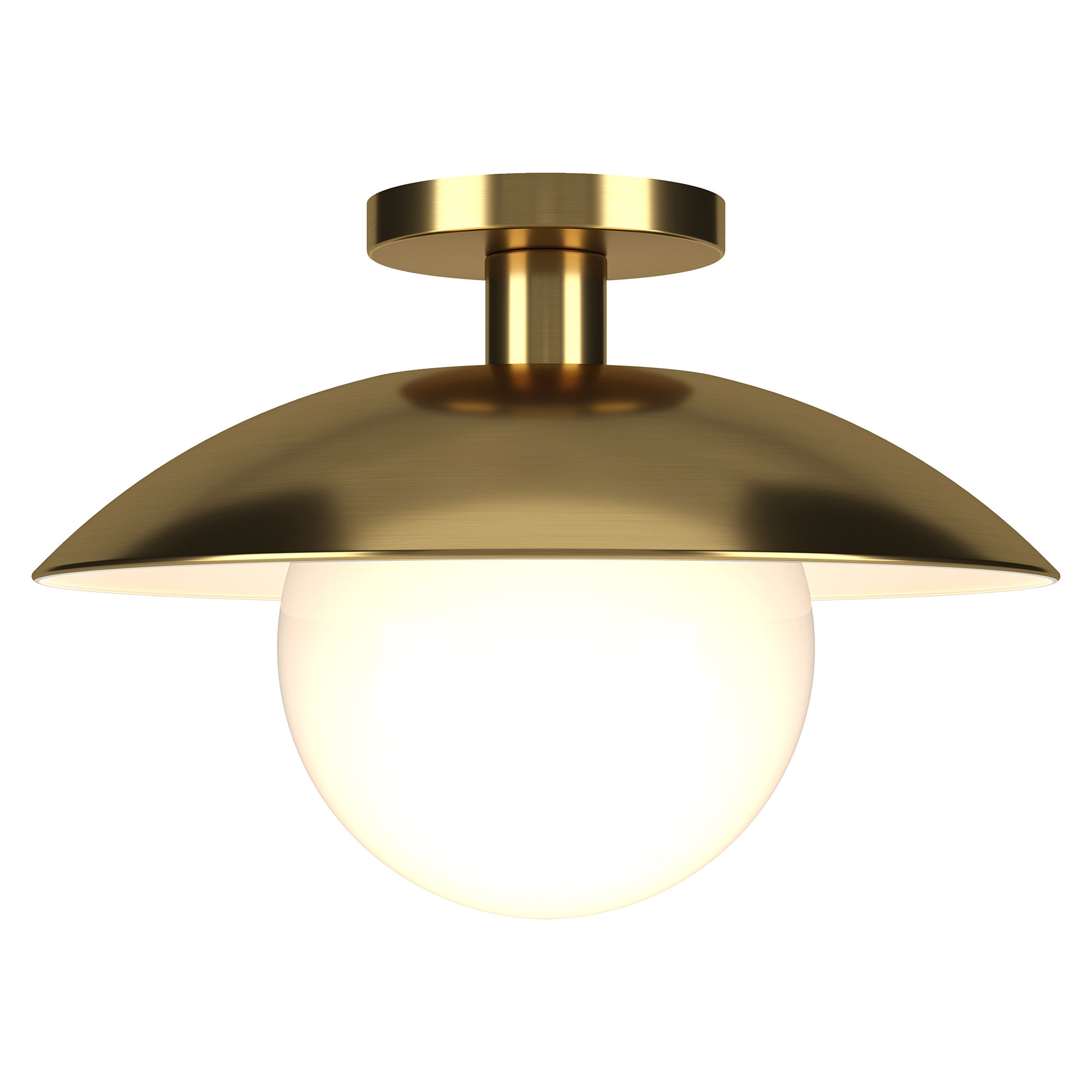 Robin Single Light Glass Semi Flush Mount, Brass