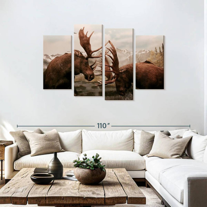Brampt Moose Battle, 48"H x 75"W