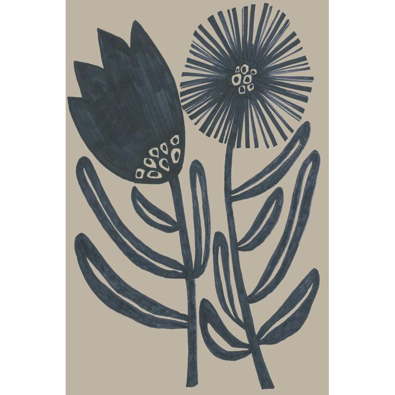 «Blockprint Folk Flowers II» par June Erica Vess, H 12 po x l 8 po