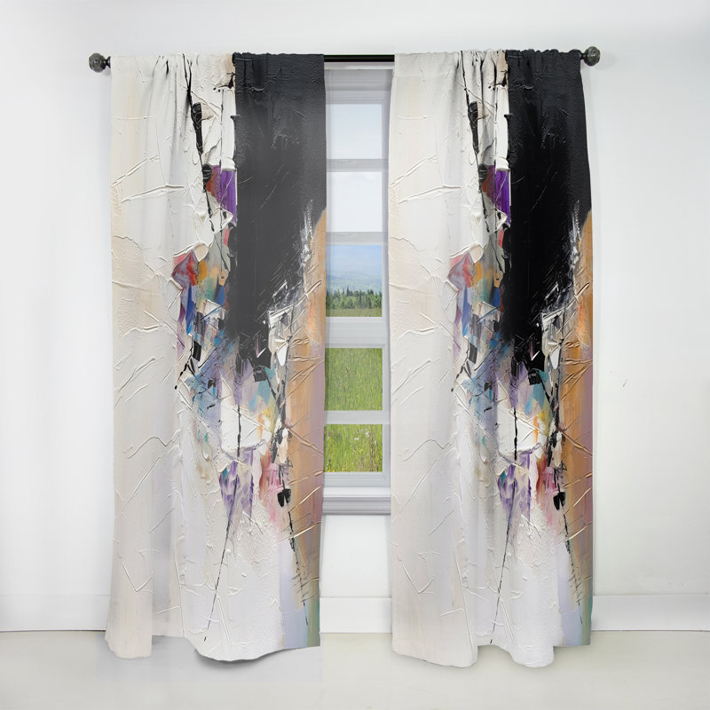 Aldithley - Purple Language Of Lines IV - Abstract Curtain - Velvet Room Darkening - 1 panel, 52" W x 108" L