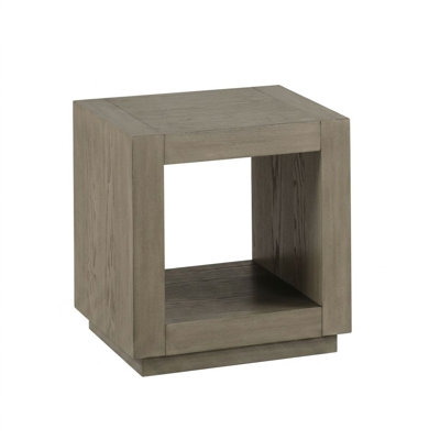 Kirston 20 in. Natural Square Wood End Table with Open Bottom Shelf and Plinth Base