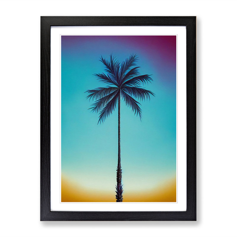 Palm Tree Vol.4 - Single Picture Frame Print, Black, 64cm H x 46cm W x 2cm D