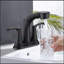 Robinet de salle de bain avec douchette extractible, robinet de lavabo utilitaire à 2 poignées 4 pouces, noir mat-119318151