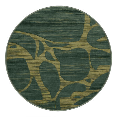 Machine Washable Abstract Green Area Rug