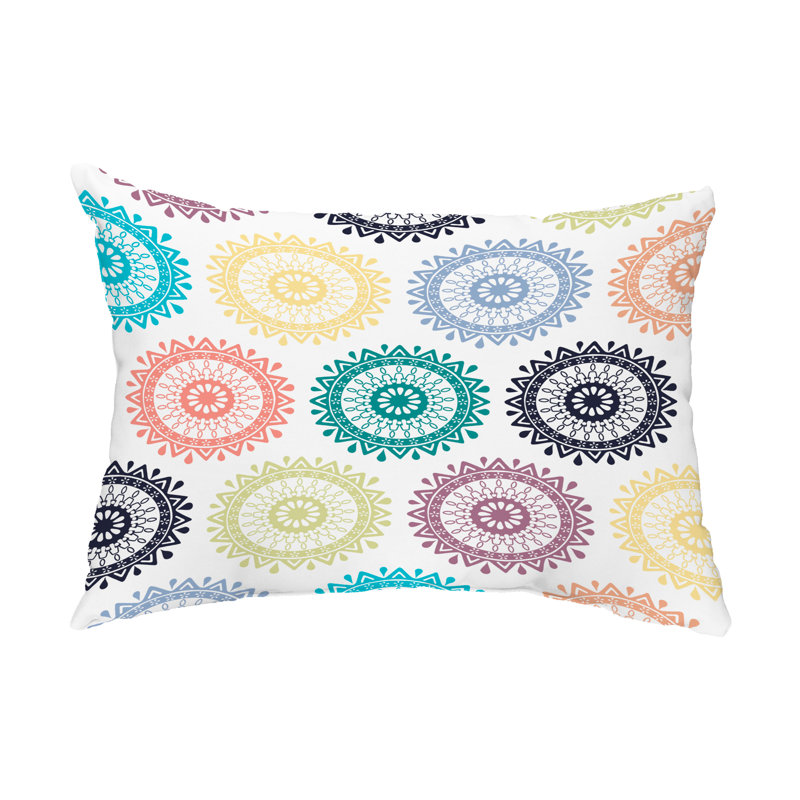 Groovy Geometric Outdoor Reversible Throw Pillow, Navy Blue