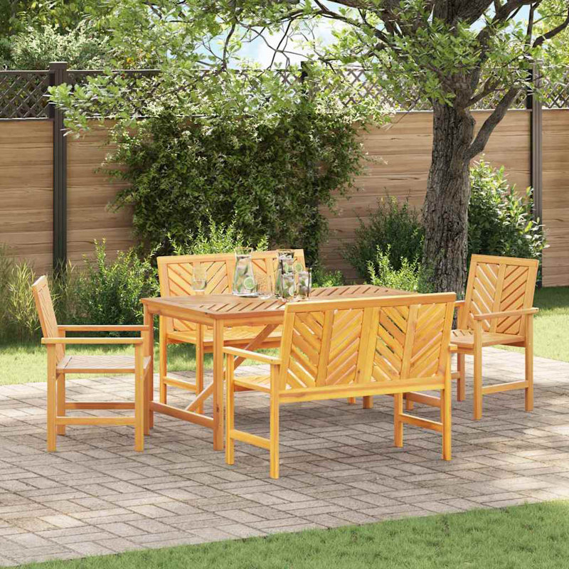 4 - Person Wood Patio Dining Set with Rectangular Table